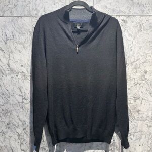 100% Cashmere Club Room Macy’s Men’s Luxury Quarter Zip Sweater Black Medium EUC